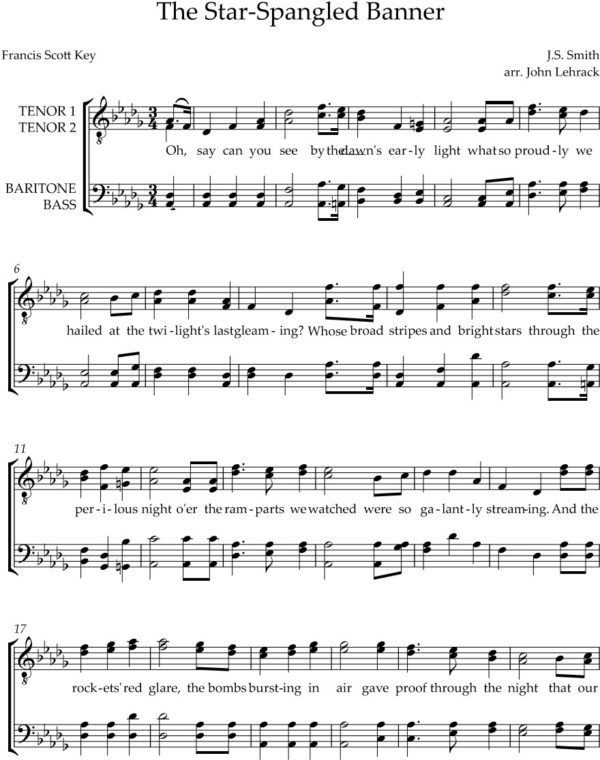 The Star-Spangled Banner for TTBB voices